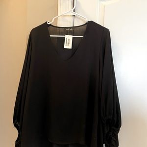 Black Alamo Semi Sheer Blouse